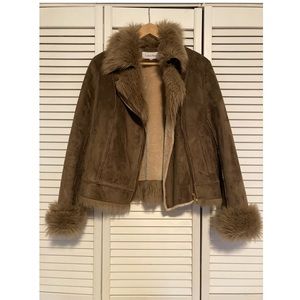 Calvin Klein suede jacket with fur